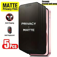 5 piezas Protector de pantalla mate de cobertura completa, protección de borde mejorada, anti-espía, anti-arañazos, anti-golpes, fácil instalación sin burbujas, compatible con iPhone 17 Pro Max/17 Air/16 Pro Max/16 Plus/15 Pro Max/14/13/12/11/XS/XR Series - Negro - Ver 10