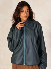 Premium Leather Lined Luxury Bomber Jacket For Autumn And Winter - 橄欖綠 - 查看 7
