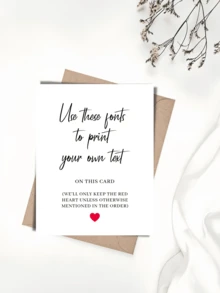 Thiệp chúc mừng hình trái tim tối giản, viết tay theo yêu cầu, thích hợp cho Ngày Valentine, sinh nhật, kỷ niệm và mọi dịp khác. - Mảnh duy nhất - Xem 5