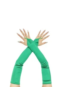 1 đôi găng tay satin màu xanh rêu xếp ly, dài đến khuỷu tay, thích hợp cho trang phục cưới, dự tiệc. - Xanh đậm - 0939 - Xem 4