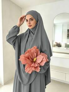 Bộ 2 món váy Abaya Khimar rộng rãi, thoải mái bằng vải Nida dành cho nữ, thích hợp cho việc cầu nguyện ngoài trời, phù hợp cho mọi mùa, trang phục Hồi giáo, khăn trùm đầu cầu nguyện (Hijab), trang phục ngày lễ. - Nhiều màu - Xem 26