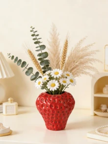 1pc Resin Strawberry Planter Decor, Handmade Faux Strawberry Indoor/Outdoor Ornament, Resin Material, Bohemian Style Home Decor Gift, Birthday/Graduation Present - Multicolor - View 18
