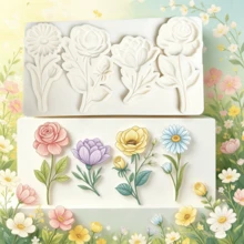 Creative Mini Dessert Shaped Candy Silicone Mold, Elegant Floral Rose & Daisy Chocolate Silicone Mold, Reusable Kitchen Baking Tool For Cookies, Gum, Super Light Clay Cream Decoration, DIY Resin - View 6