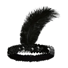 Accessoire pour cheveux vintage à plumes des années 1920 pour femmes, coiffe de costume pour le bal de promo, le mariage, le carnaval, l'Halloween, la décoration de carnaval, la Saint-Valentin - A - Voir 3