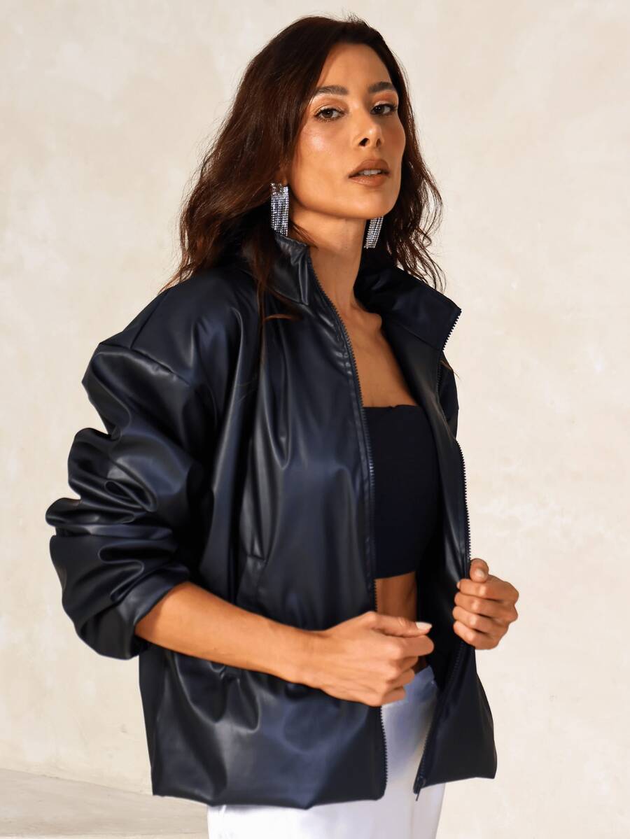 Premium Leather Lined Luxury Bomber Jacket For Autumn And Winter - màu đen - Xem 1