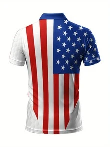 The Pattern Features A Majestic Blue Eagle Flowing Across The American Flag With Stars And Stripes Symbolizing Freedom Courage And National Pride Comfortable Fabric For Everyday Elegance 3D Printed POLO Shirt For Men - Nhiều màu - Xem 2