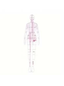 1pc Fashion Design Ruler,Body Template Ruler,Design Technique Tool,Women's Clothing Design Human Body Fashion Dynamic Diagram Ruler Hand-Painted Model Effect Diagram Template,Creative Transparent Acrylic Ruler Ruler Simple Scale Plastic Drawing Ruler - Multicolor - View 3