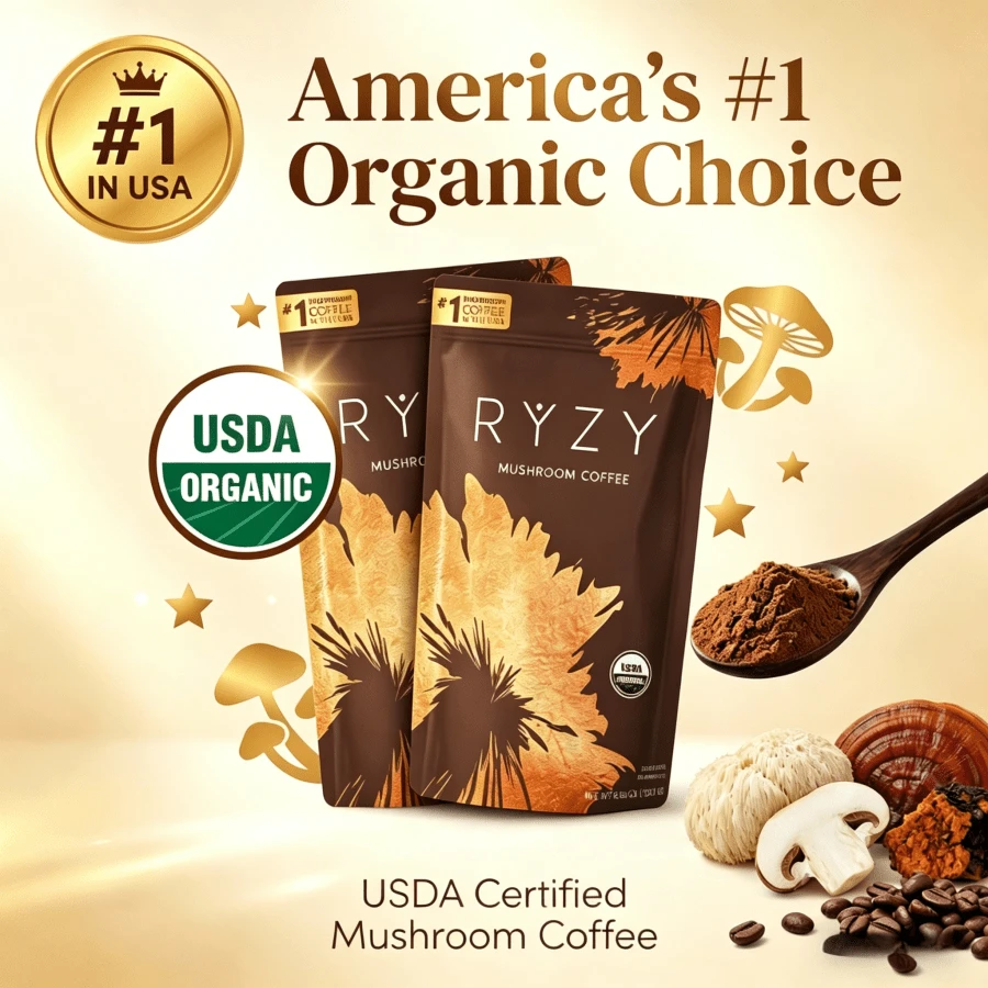 Mushroom Coffee – USDA Organic Instant Coffee With 6 Adaptogenic Mushrooms (Cordyceps, Lion's Mane, Turkey Tail) & MCT Oil – Boost Energy, Focus, Digestion & Immunity – 30 Servings, Made In USA - 2PCS - 查看 1