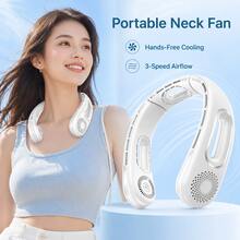 Zechuan 5200mAh Rechargeable Neck Fan, Portable Bladeless Wearable Fan With 360° Airflow, 4-Speed Hands-Free Personal Cooling Fan For Women Men, Summer Travel, Office, Commuting, Camping & Outdoor Work - 白色 - 查看 1