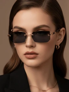 1pc Ombre Retro Fashion Rimless Glasses, Made Of High-Quality Metal Frameless Design, Unisex, Suitable For Holidays, Travel, Street Photography, Hiking, Parties, Music Festivals, Concerts, Also A Great Gift Choice - Multicolor - View 19
