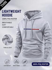 Men's Lightweight Hooded Sweatshirt With Pockets, Personality Graphic Letter Print, Fashion Casual Sportswear Outerwear, Suitable For Husband/Boyfriend Gift, Street, Commute, Outdoor Activities In Cool Spring/Autumn - Light Grey - View 2
