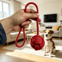 4件套狗狗磨牙绳玩具套装，经久耐用，耐咬，清洁牙齿，多种形状设计满足咀嚼和玩耍需求，互动游戏时间，适合宠物主人、训练员、玩具爱好者，室内解闷，户外拔河游戏，适合各种体型的狗狗。 - 彩色 - 查看 5