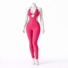 Perla Jumpsuit - Women's Skinny Jumpsuit With Tie Neck And Halter Neck Tie Back - Perfect For Christmas, New Year's Eve, And New Year's Eve - Women's Dresses - 玫紅色 - 查看 3