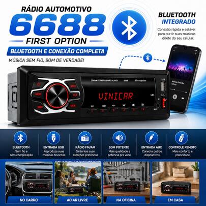 Rádio 6688 First Option com Conexão Bluetooth e Reprodução Fácil