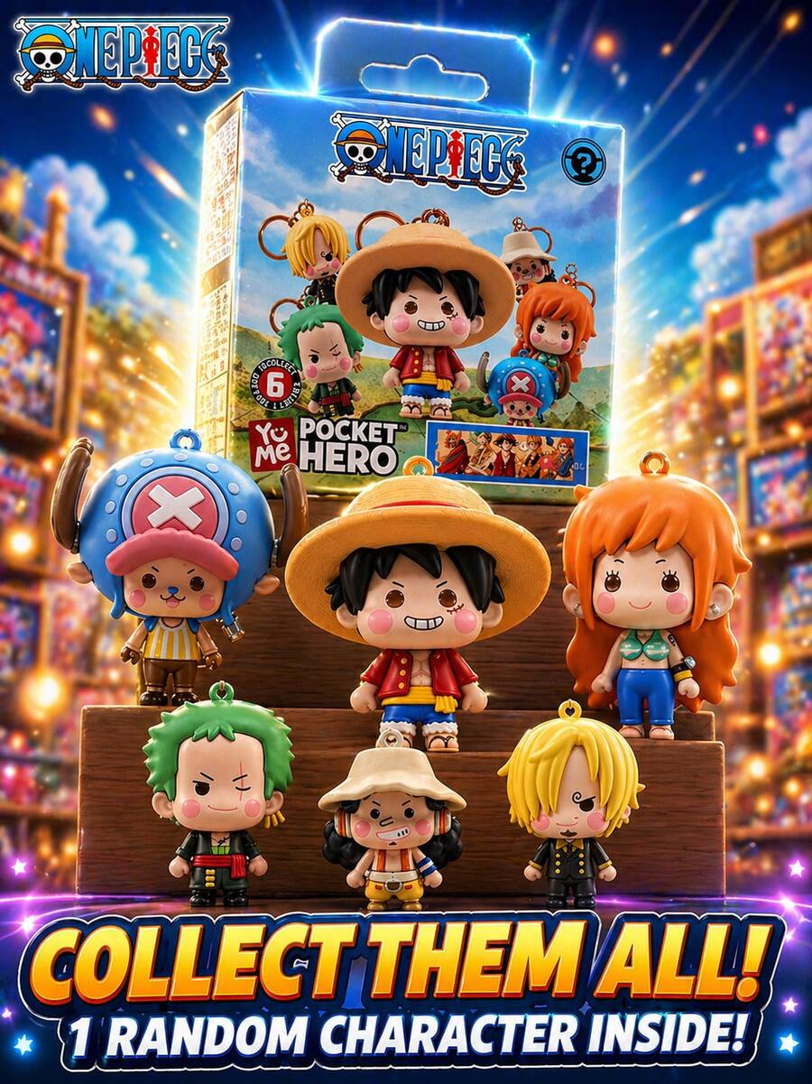 TOEI ANIMATION 1pc Official Authorized Blind Box Keychain (1 Set) - 3D Foam Mystery Box Decor Zipper Pull Keychain Backpack Accessories Collection Gift - Chopper, , , Zoro, Usopp, Sanji - Multicolor - View 1