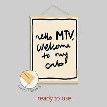 1幅“Hello MTV, Welcome To My Crib”帆布海报 - 复古现代黑白墙饰，无框，适用于客厅、卧室、家庭办公室、厨房 - 时尚简约风格，可爱房间装饰 - 彩色 - 查看 17