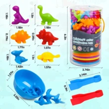 2pcs Clips + 6pcs Bowls + 48pcs Dinosaur Toys Matching Game, Color Sorting Bowls Toys, Educational Sensory STEM Toys, Suitable For Boys & Girls 3+ Years Old, Stacking Bowls Matching Game For Preschool Math, With Sorting Bowls, Plastic Clips, Great Gift For 3 4 5 Year Old Kids - Multicolor - View 10