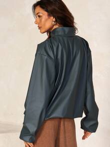 Premium Leather Lined Luxury Bomber Jacket For Autumn And Winter - 橄欖綠 - 查看 3