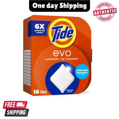 Tide Concentrated Laundry Detergent Tiles Original Scent 16 Count 6X Cleaning Power -Compact Wash Solution