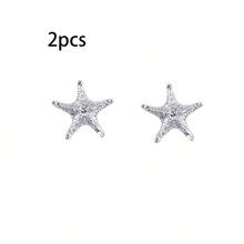 2 pièces Poignées de placard en forme d'étoile de mer en métal - Boutons de tiroir en métal brillant, poignées de décoration pour cuisine et maison, design compact à trou unique, forme cylindrique, accessoires de porte de placard | Thème océanique | Métal brillant, décoration étoile de mer - Multicolore - Voir 13