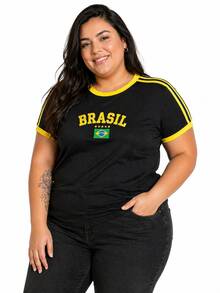 Women's Embroidered Brazil Shirt – Regular Fit, Casual Look, No River - Black - View 2