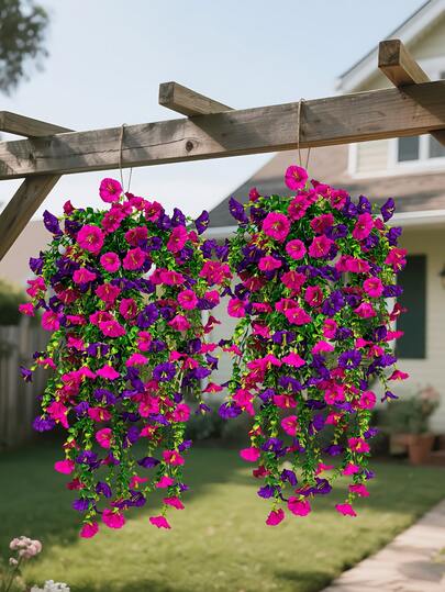 2 bông hoa giả, dây leo hoa bìm bìm bạch đàn giả, chống tia UV, dài 75cm/29.53in, dùng trang trí ngoài trời, vòng hoa hiên nhà, cổng vòm sân hiên, ban công, giỏ hoa sân vườn, trang trí tiệc, trang trí đám cưới, trang trí ống nước, trang trí hàng rào, trang trí nhà cửa, trang trí phòng, treo tường, trang trí phòng ngủ, trang trí phòng tắm, trang trí mùa hè.