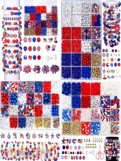 Multicolor Independence Day Style Beaded Set, Suitable For Making Jewelry Such As Woven Friendship Bracelets, Necklaces, Earrings And Keychains, Suitable For Teenagers And Adults, An Ideal Gift For Jewelry Enthusiasts