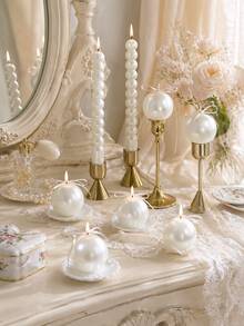 1pc White Pearl Style Scented Candle, Elegant European Decor Candle, Suitable For Wedding Decoration, Candle Favor, Bridesmaid Gift, Romantic Dinner, Home Decor, Room Decor, Women's Gift - Pearl - View 6