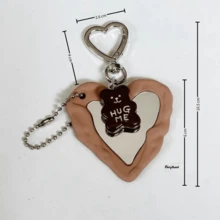 1pc Bear Heart Shaped Mirror Bag Charm Keychain, Accessory Decoration, Suitable Gift For Girls - Multicolor - View 8