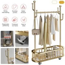 Luxury Heavy Duty Double Clothes Rail Hanging Rack Garment Display Stand Storage, 170x80x32CM - Oro - Ver 1