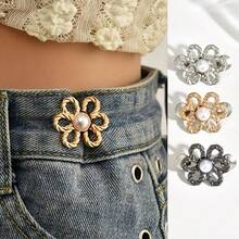 Bộ 1/2 chiếc khóa cài hình hoa có thể điều chỉnh độ co giãn ở eo, phù hợp với quần jeans, áo thun, quần tây, không cần may, dễ dàng tháo lắp. - Nhiều màu - Xem 3