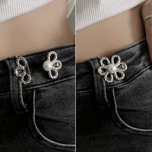 Bộ 1/2 chiếc khóa cài hình hoa có thể điều chỉnh độ co giãn ở eo, phù hợp với quần jeans, áo thun, quần tây, không cần may, dễ dàng tháo lắp. - Nhiều màu - Xem 7
