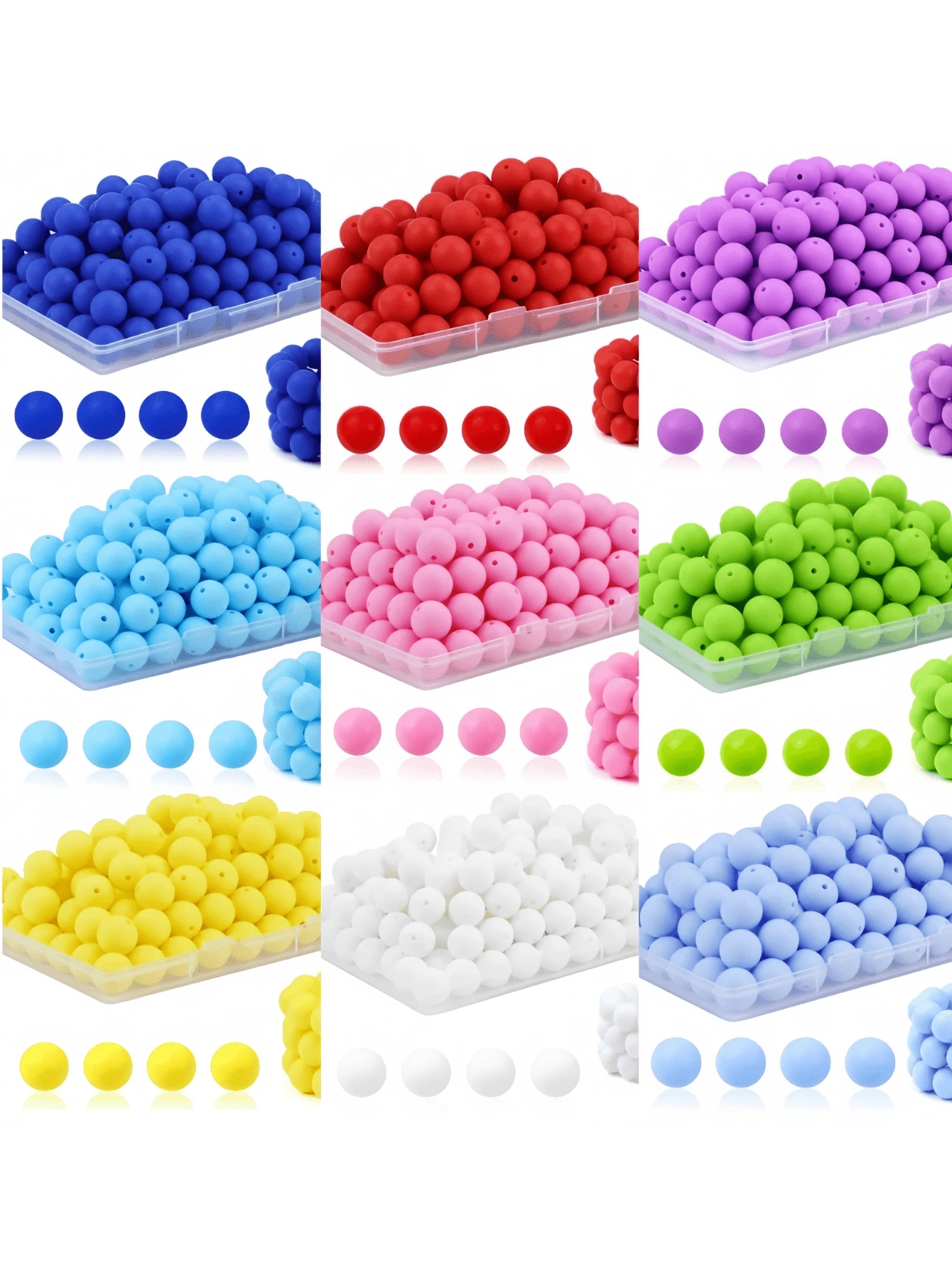 20 hạt silicon tròn 15mm dùng làm trang sức, móc khóa, vòng cổ, vòng tay thủ công. - Nhiều màu - Xem 1