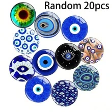 10/20 piezas Parches de Ojo Malvado Multipatrón, Parches Redondos de Gemas de Tiempo, Adecuados para Joyería DIY Hecha a Mano, Llavero, Colgante, Imán de Nevera, Accesorios, Versátil y Práctico, Regalo Encantador para Amigos o Familia - Multicolor - Ver 9