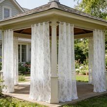 1 Panel Butterfly Floral Outdoor Sheer Curtain, Lace Transparent Butterfly & Floral Pattern Window Curtain, Top Rope Design, Suitable For Outdoor Gazebo, Patio, Porch Decor - Multicolor - View 7