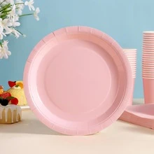 50/20/1 Set Pink Plates And Napkins Party Supplies, Cups And Napkins Set, Salad Plates, Dessert Plates, Disposable Party Tableware, Paper Plates, 7-Inch And 9-Inch Sizes, Suitable For Cakes, Desserts, Salads, Burgers, Sandwiches, Appetizers, Fruits, Ideal For Birthday Parties, Weddings, Outdoor Camping, Father's Day - Multicolor - View 7