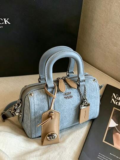 Cartera portátil de mujer con diseño gráfico de letra de unicolor de payaso clásico, bolso con asa doble con forma de almohada, elegante bolso de negocios para ir al trabajo, adecuado para compras, viajes al trabajo, fiestas y otras ocasiones