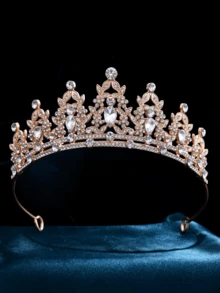 GCGIGUI 1pc Fashionable Rhinestone Bridal Crown, Baroque Luxury Crystal Tiara, Wedding Party Bridal Gown Accessory Headband, Wedding Gift - Golden White Crystal - View 4