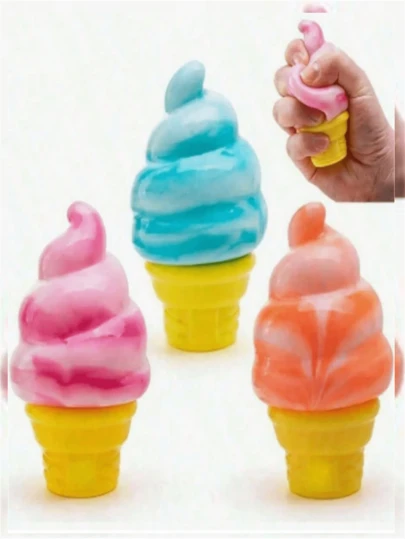 1 Summer Ice Cream Stress Relief Toy - Squeeze Stress Relief Toy, Suitable For Birthday Wedding Gifts, Stress Relief Decoration, Office Relaxation, Home Bathroom, Kitchen, Living Room Decoration Stress Relief Small Items, Stress Relief Toys, Perfect Gift For Holidays, Birthdays, Christmas And Parties, Nedooh, Summer Decoration, Squishies Viral, Squishy Slow Rising, Stress Relief Toys, Party Favors, Squishy Fidget Toys