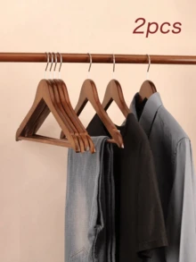 2pcs/5pcs/8pcs Peach Wood Hangers, Suitable For Suits & Shirts, Great For Hotel Bedroom Closet Storage - Multicolor - View 4