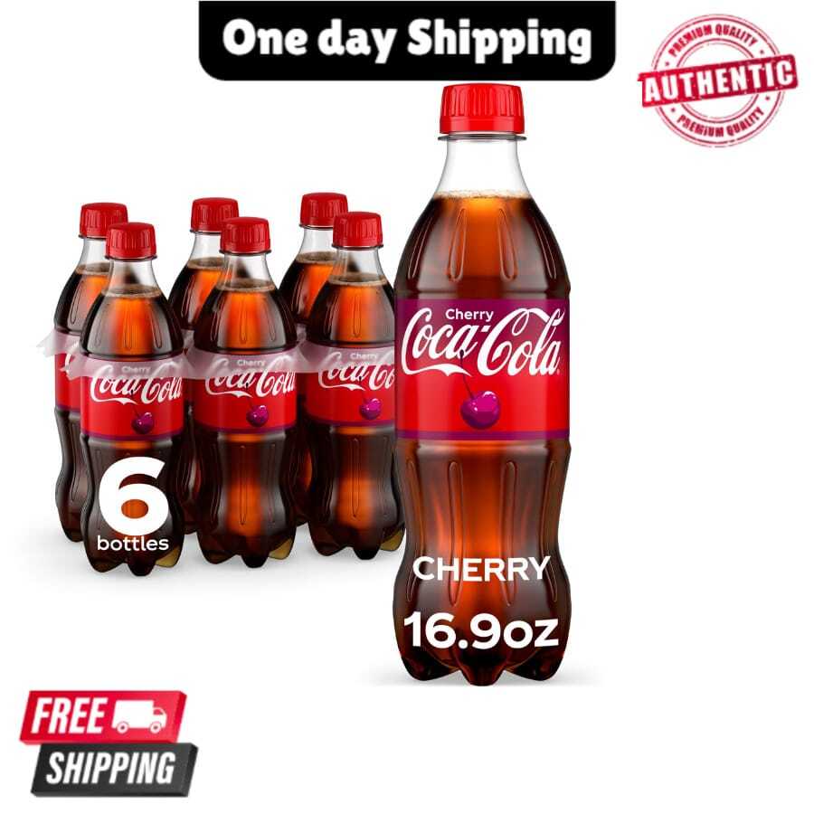 Coca-Cola Cherry Flavor Cola Soft Drink Bottles 6-Pack, 16.9 Fl Oz Refreshing Beverage - 15g - View 1