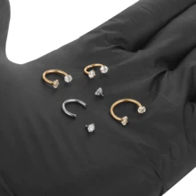AVYRING 1/3件套不锈钢鼻环马蹄形鼻中隔穿孔钉套装圆形锆石耳软骨耳屏耳廓穿孔饰品20G 0.8mm 6mm 7mm 8mm - 彩色 - 查看 4