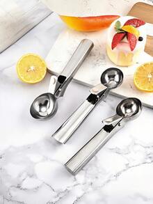 2PCS Stainless Steel Ice Cream Scoop Dual-Purpose Melon Baller Tool Non-Stick Easy Demoulding Labor-Saving Durable Rust-Proof Easy Clean Multi-Function Gadget For Kitchen Dessert Making Fruit Platter Family Dinner Mess-Free Compact  Home Accessory - Multicolor - View 6