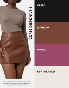 Women's Short Skirt, Faux Leather, High Waist, Cutouts, Night Party, Saint John's Day - Màu be - Xem 5