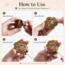 1个宠物毛发纪念钥匙扣，PU皮革爪印纪念品，狗/猫毛发锁形钥匙圈，纪念钥匙扣 - 彩色 - 查看 5