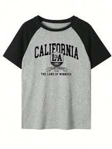 GRDR Men's Summer Raglan Colorblock Casual Daily Commute American Retro Letter Print Round Neck Short Sleeve T-Shirt | Comfortable & Fashionable - Grey - View 4