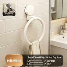 Móc treo khăn không cần khoan, màu xanh quân đội, móc treo khăn nhà tắm, giá treo khăn bằng nhôm xoay 180°, giá treo khăn gắn tường chống gỉ cho phòng tắm và nhà bếp. - tròn - Xem 9