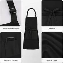 1pc Adjustable Apron With Long Tie, 2 Pockets, Waterproof Cooking Chef Apron - Multicolor - View 2