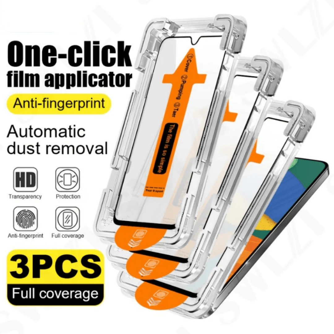 3pcs High Definition Tempered Glass Screen Protector With Auto Dust Removal Function, Suitable For Samsung Galaxy S25 6.2 Inch, Full Coverage HD Tempered Glass Film, Bubble-Free Installation, 9H Hardness, Ultrasonic Fingerprint Unlock, Includes Installation Kit, Compatible With Phone Cases - Clear - View 1