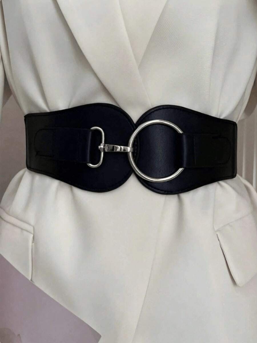 Thắt lưng bản rộng co giãn mới, đơn giản và cá nhân hóa dành cho vest và áo khoác, dụng cụ siết eo. - màu đen - Xem 1
